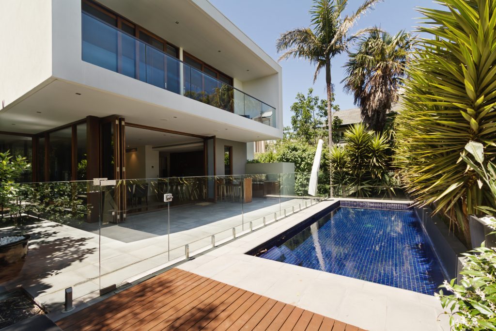 Backyard fenced pool for the family