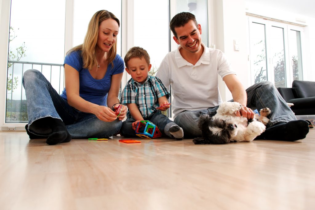 happy family in an open livable space