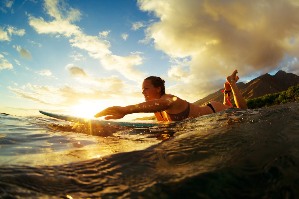 Surfing on the beaches